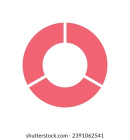 Fraction pie divided into one-third. Pie chart. Mathematics resources for teachers and students.