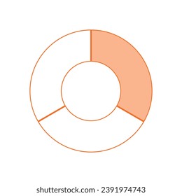 Fraction pie divided into one-third. Pie chart. Mathematics resources for teachers and students.