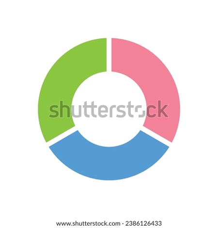 Fraction pie divided into one-third. Pie chart. Mathematics resources for teachers and students.