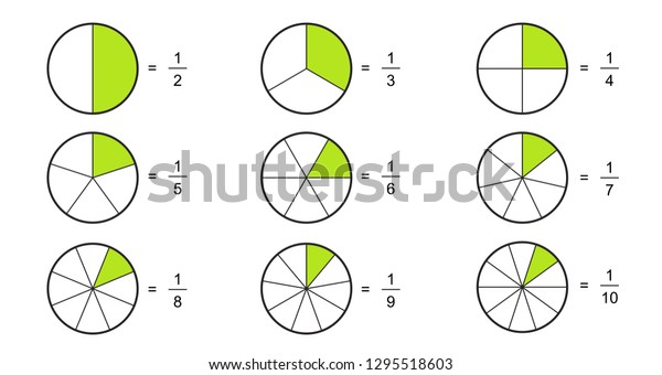 扇形に分割された分数円 分数 白い背景にウェブサイトのプレゼンテーションのポスターベクター画像の平らなアウトラインアイコン イラスト のベクター画像素材 ロイヤリティフリー 1295518603