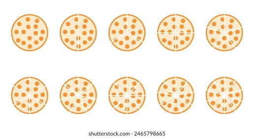 Fraction pizzas. Fraction for kids. Pizza slices. Fraction fun with pizza. Scientific resources for teachers and students.