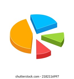 Fractional pie chart icon. Vector illustration of a simple business chart or for education.