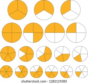 Fractions Circles Chart Vector