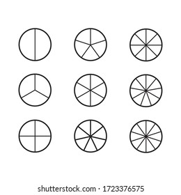 Fractions Educationfraction Pie Divided Into Slices Stock Vector ...