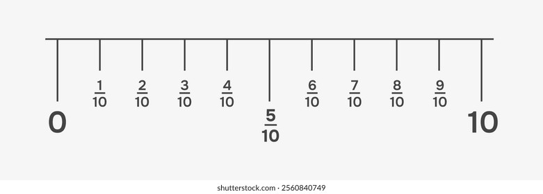 Fractions numbers education from ten to whole. Math element. Vector illustartion