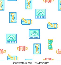 Fracture Accident Collection Vector Seamless Pattern Color Line Illustration