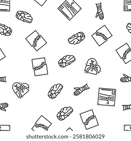 fracture bone break injury vector seamless pattern thin line illustration
