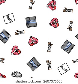 fracture bone break injury vector seamless pattern thin line illustration