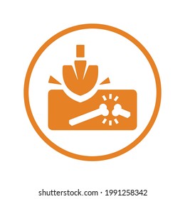 Fracture broken bone icon Orange circle 