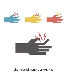Fracture of a finger icon. Vector signs.