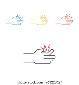 Fracture of a finger line icon. Vector signs.