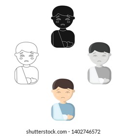 Fracture icon cartoon,black. Single sick icon from the big ill, disease cartoon,black.