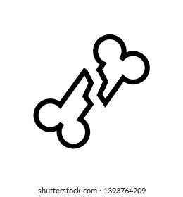 fracture icon design. broken bone symbol line art medical healthcare vector illustration