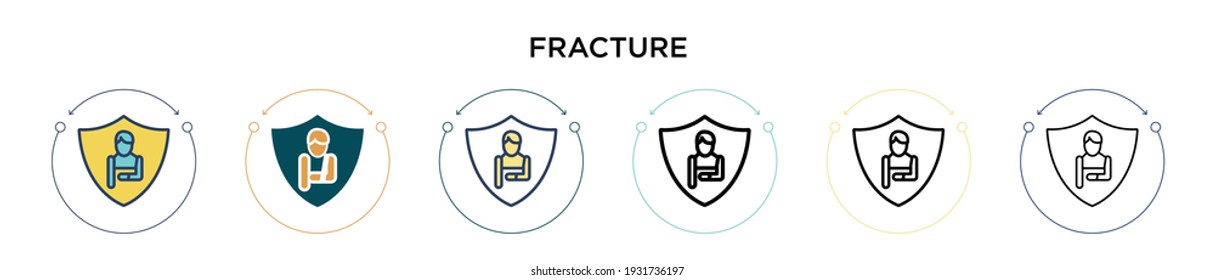Fracture icon in filled, thin line, outline and stroke style. Vector illustration of two colored and black fracture vector icons designs can be used for mobile, ui, web