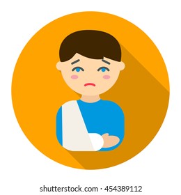 Fracture icon flat style. Single sick icon from the big ill, disease collection - stock vector
