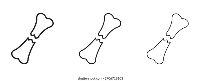Ícone de fratura com estilo de contorno, designs de ilustração de vetor