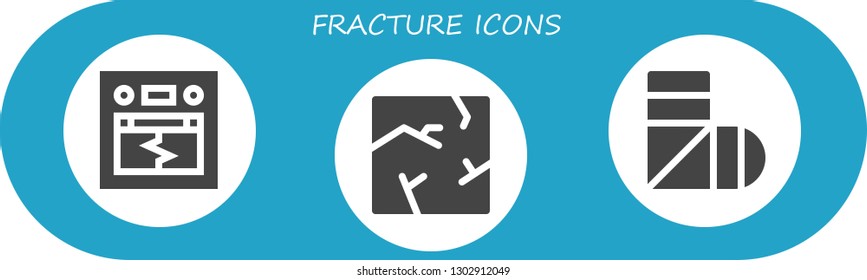  fracture icon set. 3 filled fracture icons.  Simple modern icons about  - Earthquake, Crack, Sling