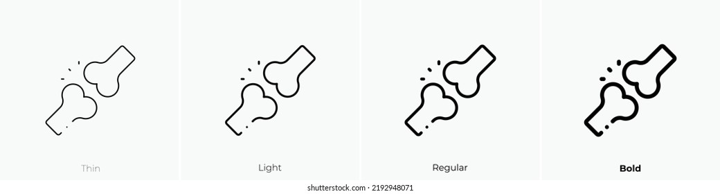 fracture icon. Thin, Light Regular And Bold style design isolated on white background