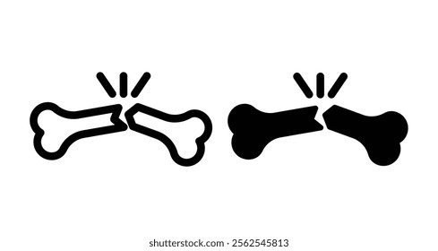 Fracture Icons. black and white vector illustration set.