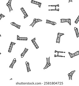 fracture injury bone break vector seamless pattern thin line illustration