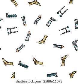 fracture injury bone break vector seamless pattern thin line illustration