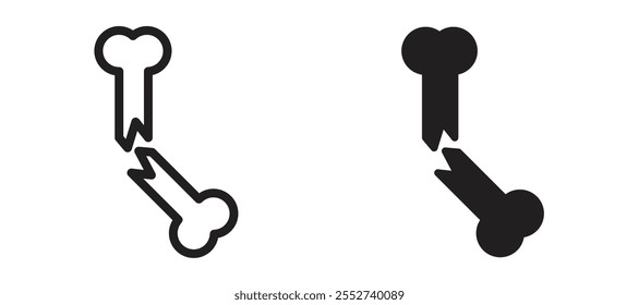 Fracture vector icon set black filled and outlined style.