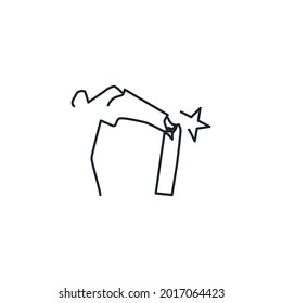 Fractured arm thin line icon stock illustration.