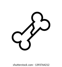 fractured bone icon design. bone with crack symbol. line art medical healthcare vector illustration
