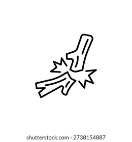 Fractured Bone Icon: Minimal Design of a Broken Anatomical Structure Outline