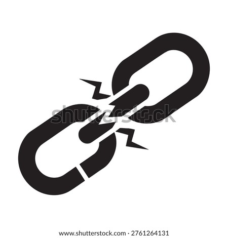 Fractured connection, separation, weakness, or disconnection icon. Relationship or system failure.