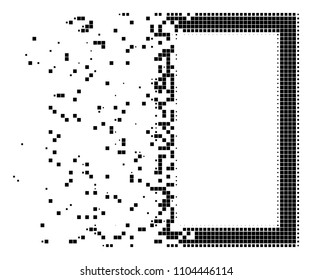 Fractured contour rectangle dot vector icon with disintegration effect. Rectangle elements are arranged into dissolving contour rectangle figure.