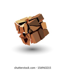 Fractured Cube. Vector