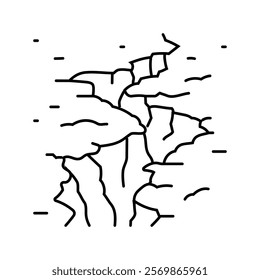 fractured earth fracture line icon vector. fractured earth fracture sign. isolated contour symbol black illustration