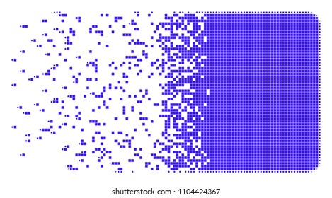Fractured filled square dot vector icon with disintegration effect. Rectangular pixels are combined into dissolving filled square figure.