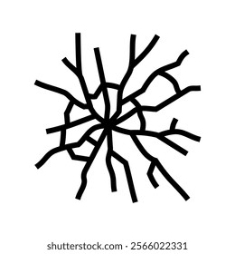 fractured glass fracture line icon vector. fractured glass fracture sign. isolated contour symbol black illustration