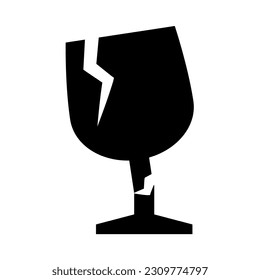 Fractured glass as a fragile item symbol. 