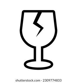 Fractured glass as a fragile item symbol. 