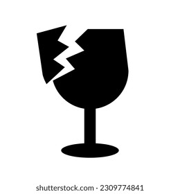 Fractured glass as a fragile item symbol. 