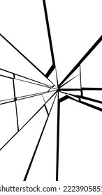 Fractured glass vector background. Black white cracked screen broken glass shards.