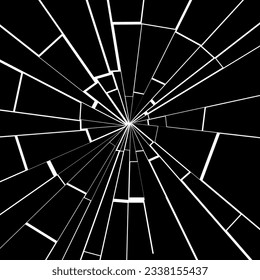 Fractured glass vector background. Black white cracked screen broken glass shards. svg