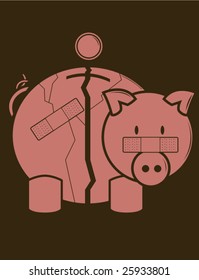 Fractured Piggy Bank - vector