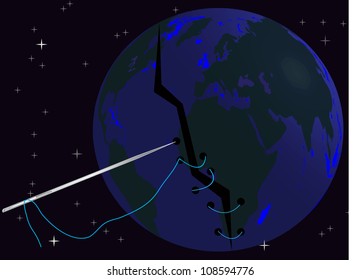 Fractured planet that enjoys a large needle
