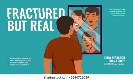 Projeto de ilustração de saúde mental de vetor fraturado, mas real