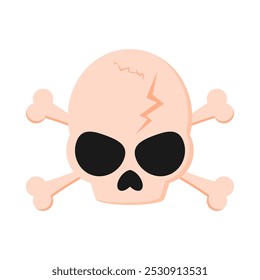 fractured skull and crossbones. Halloween skull. scary skull. scary creature. scary animal. mystical. vector illustration. Halloween characters. monsters. ghost