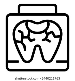 Fractured tooth icon outline vector. Oral teeth disease. Stomatology illness remedy