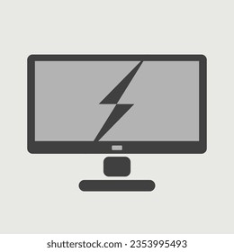 A fractured vector monitor logo, showcasing intricate cracks and captivating distortion.
