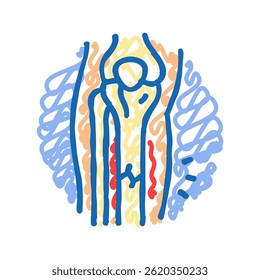 fraturas lesão doméstica acidente doodle ícone esboço vetor. fraturas lesão doméstica sinal de acidente. símbolo isolado ilustração