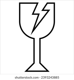 fragile , Alert, risk sign line icon