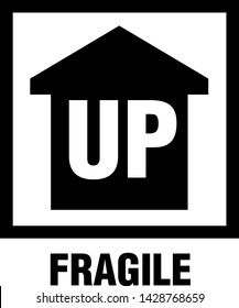 Fragile up arrow Vector box sign with arrow up