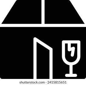 Fragile bottle Box solid and glyph vector illustration